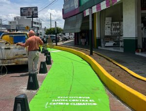 Refuerzan ciclovía en Glorieta 5 de Mayo con labores de balizamiento