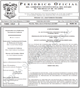 Publicación en Periodico Oficial del Programa Municipal de Desarrollo Urbano